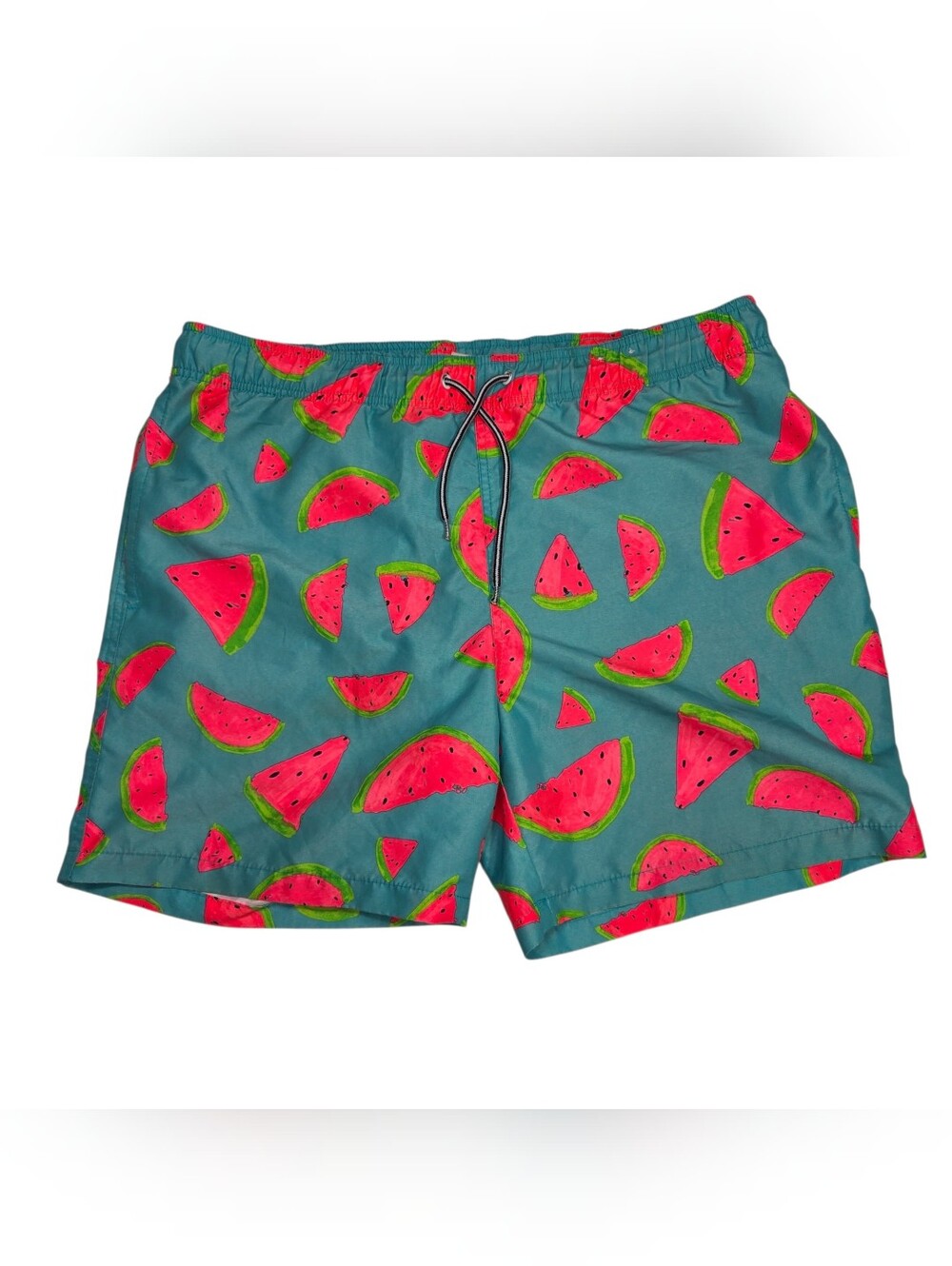Arizona Jean Company Teal Swim Trunks with Pink Watermelon Print